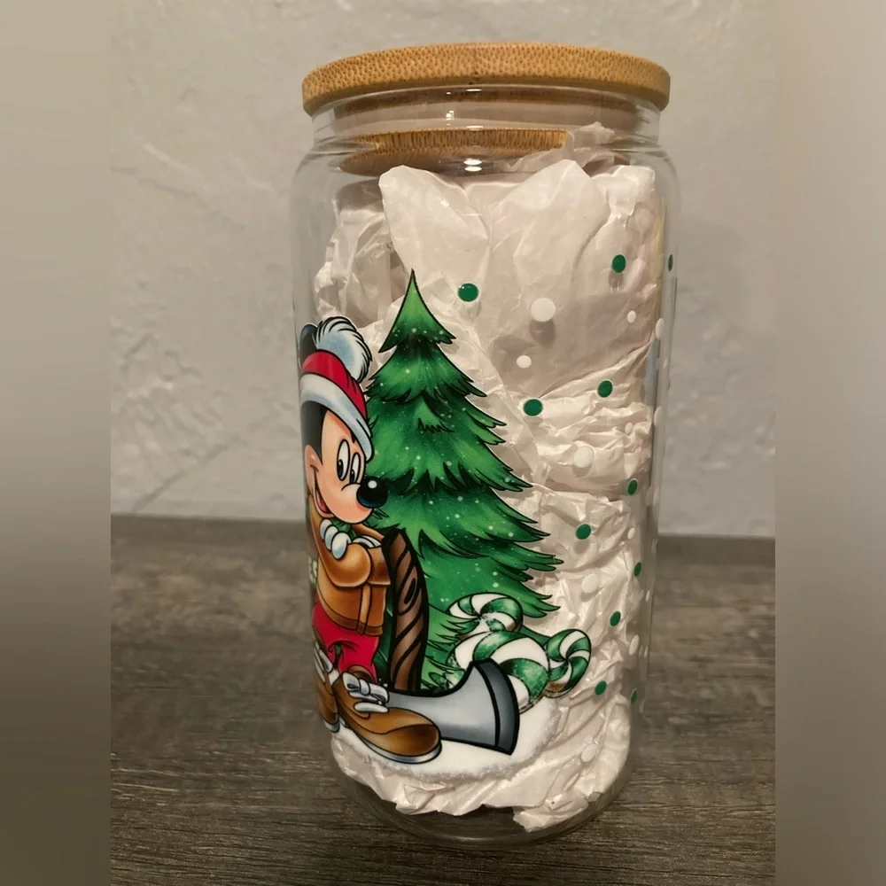 Hand Crafted Mickey Mouse Christmas Tree Farm Tumbler